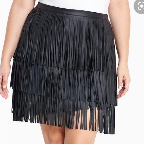 torrid Dresses & Skirts - FAUX LEATHER FRINGE MINI SKIRT